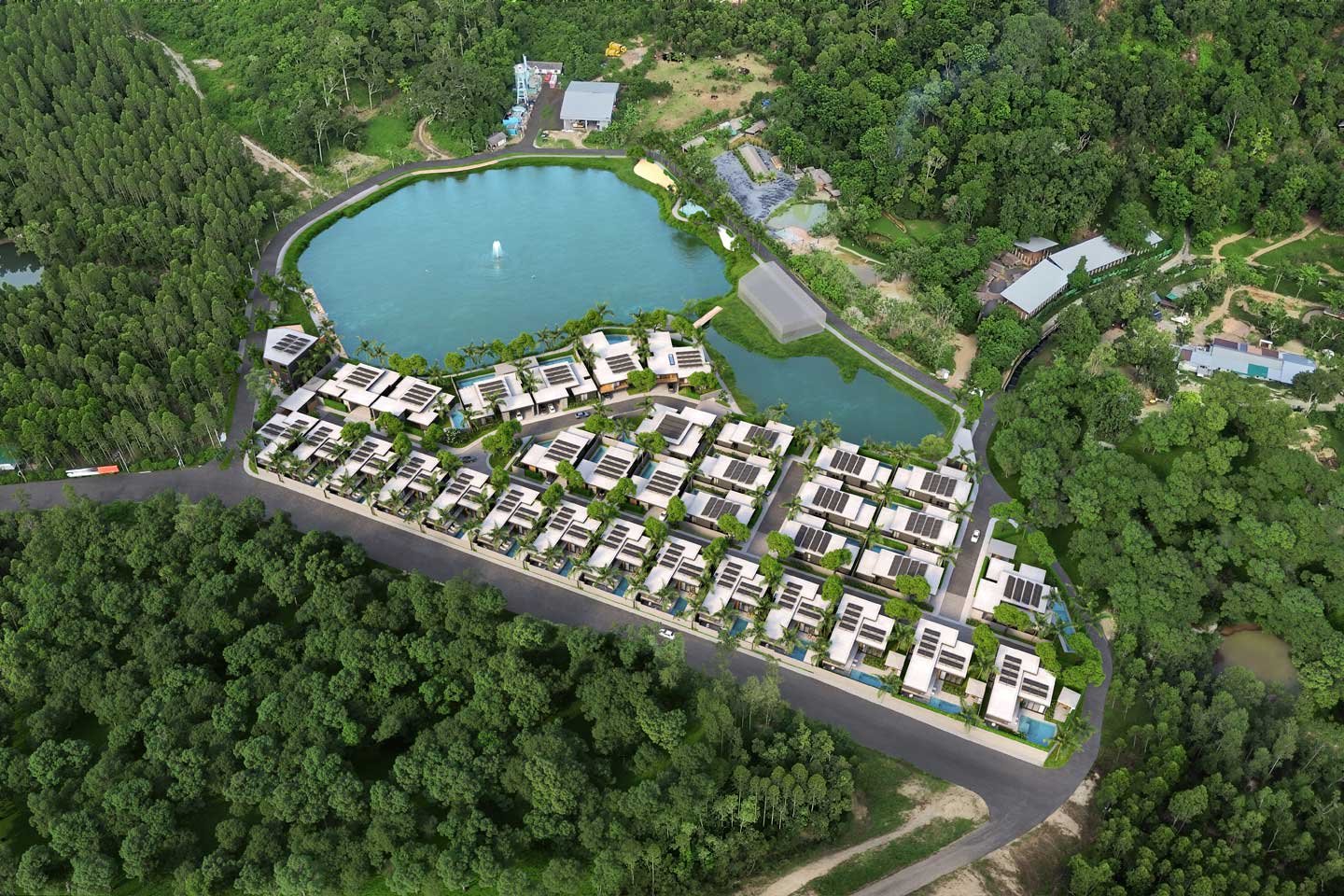 v292-33 Single-Storey 3-Bedroom Lakeside Pool Villa in Bangtao Phuket