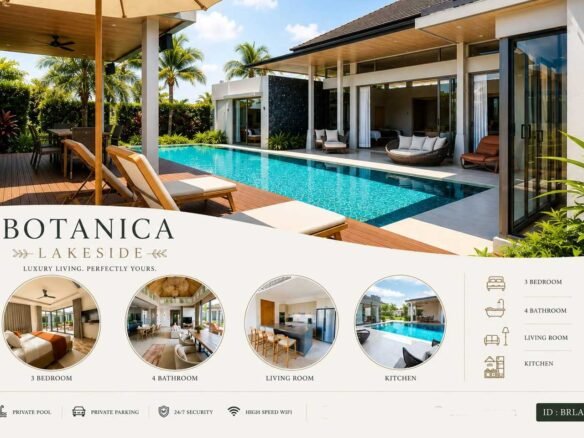 Modern 3-Bedroom Lakeside Pool Villa near Bangtao